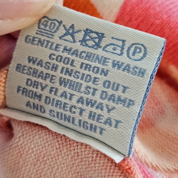 Boden Hearts Cardigan US 8 M Orange Pink Lightweight Colorful Maximalism - Picture 6 of 8